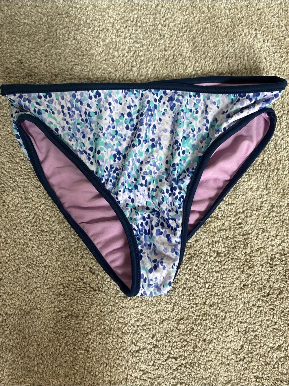 Eddie Bauer reversible Lilac Girls' Two-Piece Swim Set with Navy Trim